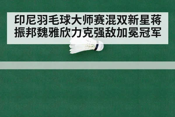 印尼羽毛球大师赛混双新星蒋振邦魏雅欣力克强敌加冕冠军